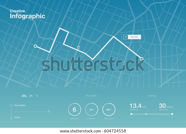 Dashboard theme creative infographic of city
map navigation