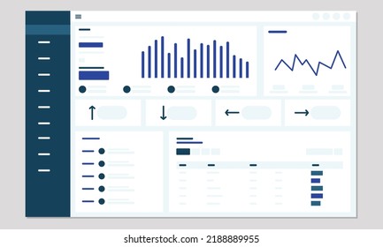 Dashboard ui flat wireframe concept illustration 