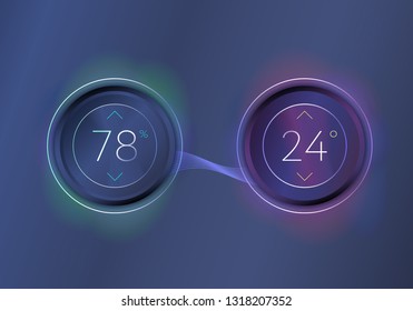 Dashboard UI and UX Kit. Control center design. Temperature control in the room. EPS 10