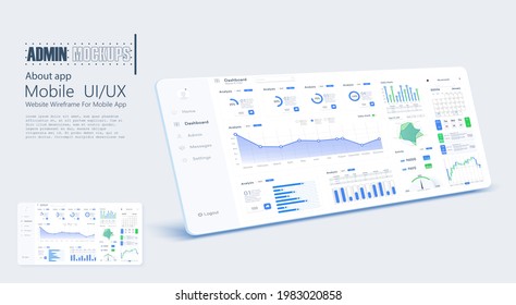 Interfaz de interfaz de usuario, UX, KIT. Mapas de gráficos estadísticos del panel de administración, gráficos de datos de páginas web y gráficos de pantalla de interfaz gráfica de usuario. Seguimiento de flujos de ingresos, gráficos informativos del mercado de valores. Vector