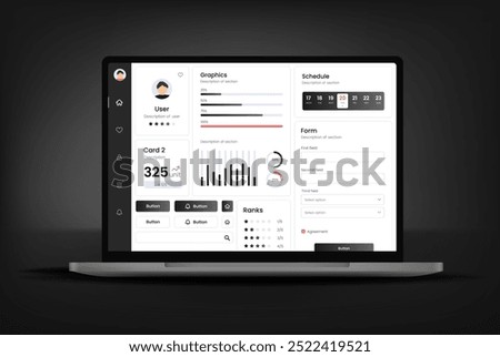 Dashboard usability laptop on electronic devices vector illustrations. Stock market chart, analysis UI, UX on smartphone, desktop and tablet. Binary option. 