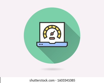 Dashboarding visualization icon. Simple illustration with long shadow isolated for graphic and web design.
