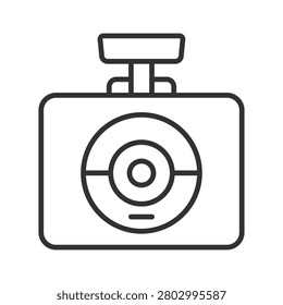 Dashcam or car camera icon in line design. Video recorder, driving, security, road, journey, travel, safety on white background vector. Dashcam editable stroke icon