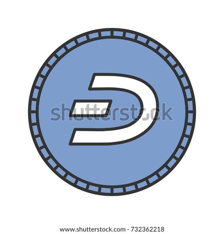 Dashcoin color icon. Dash. Cryptocurrency. Mining. Isolated vector illustration