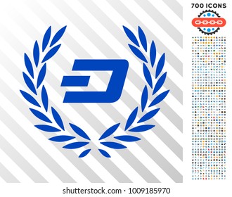 Dashcoin Laureal Wreath icon with 700 bonus bitcoin mining and blockchain design elements. Vector illustration style is flat iconic symbols designed for blockchain apps.