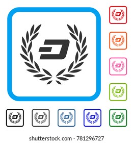 Dashcoin Laureal Wreath icon. Flat gray iconic symbol in a blue rounded square. Black, gray, green, blue, red, orange color variants of Dashcoin Laureal Wreath vector.