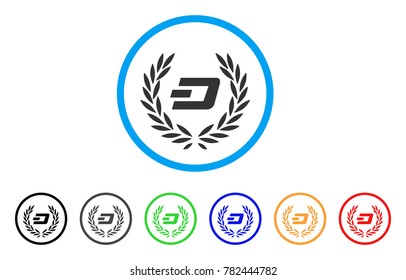 Dashcoin Laureal Wreath rounded icon. Style is a flat gray symbol inside light blue circle with bonus color variants. Dashcoin Laureal Wreath vector designed for web and software interfaces.