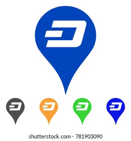 Dashcoin Map Pointer icon. Vector illustration style is a flat iconic dashcoin map pointer symbol with grey, green, blue, yellow color versions. Designed for web and software interfaces.