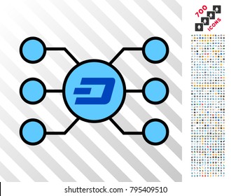Dashcoin Masternode Links icon with 700 bonus bitcoin mining and blockchain images. Vector illustration style is flat iconic symbols design for crypto-currency apps.