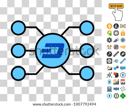 Dashcoin Masternode Links icon with bonus bitcoin mining and blockchain symbols. Vector illustration style is flat iconic symbols. Designed for crypto-currency apps. Stock photo © 