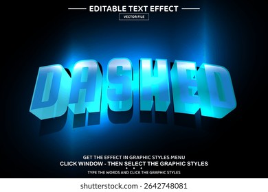 Dashed 3D editable text effect template