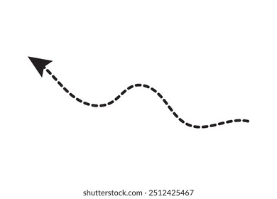 Dashed arrow set. Vector doodle dot line. Thin pointer arrows