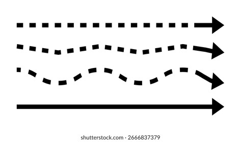 dashed arrows line vector set 