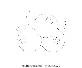 dashed blueberry outline for coloring book template, blueberry for kids illustration worksheet printable