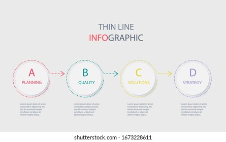 Plantilla infográfica de círculos discontinuos con 4 opciones o pasos. Infografía para diagrama de procesos, concepto de negocio, presentación, diseño web, banners, diseño de flujo de trabajo. Pasos vectoriales 10