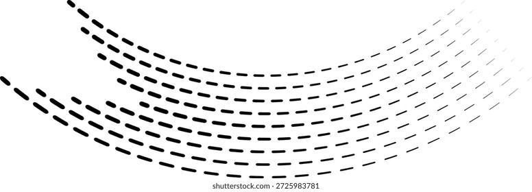 Líneas curvas discontinuas con extremos de forma irregular.
