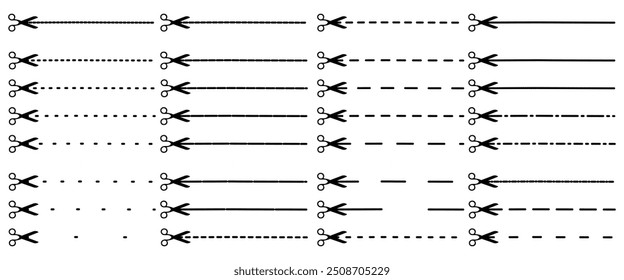 Dashed cut lines with scissors