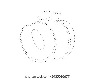 dashed damson outline for coloring book template, damson for kids illustration worksheet printable