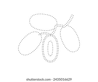 dashed date palm outline for coloring book template, date palm for kids illustration worksheet printable