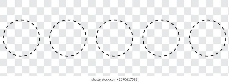 Dashed and dotted circle icon. Dotted round lines. Black and white broken rings. Abstract monochrome graphic. vector illustration