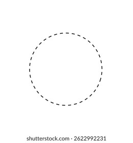 Dashed and dotted circle icon. Dotted round lines. Black and white broken rings. Abstract monochrome graphic. vector illustration