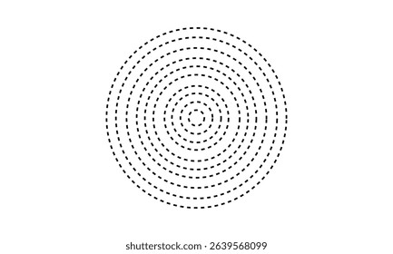 Dashed and dotted circle icon. Dotted round lines. Black and white broken rings. Abstract monochrome graphic. vector illustration . EPS 10 . 