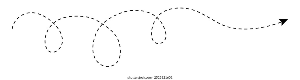 Ícone de vetor de seta tracejada e pontilhada
