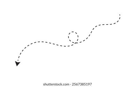 Dashed, dotted line arrow vector icon