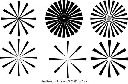 Línea punteada y punteada ondulada círculo redondeado radial PNG. diseño de rayos retro de fondo de explosión de sol, explosión de rayo de sol vintage. Patrón de línea circular que se asemeja a los rayos de luz del sol.
