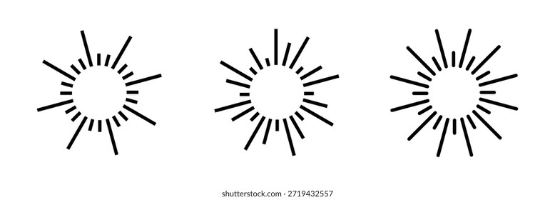 Círculo arredondado radial tracejado e pontilhado. Padrão de linha circular semelhante aos raios de luz do sol. Eps 10