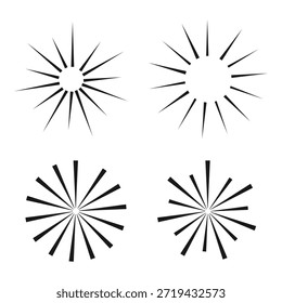 Círculo arredondado radial tracejado e pontilhado. Padrão de linha circular semelhante aos raios de luz do sol. Eps 10