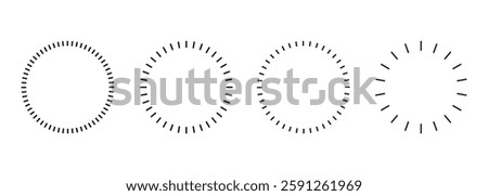 dashed and dotted line rippled radial rounded circle in