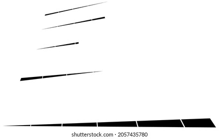 Dashed dynamic lines, stripes. 3D Lines in perspective vanishing with gaps