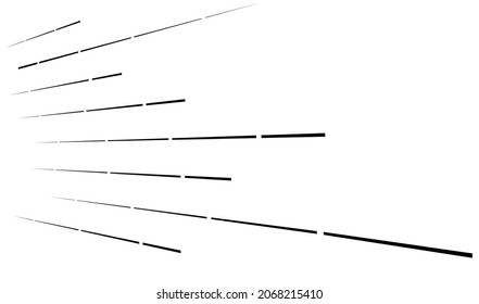Dashed dynamic lines, stripes. 3D Lines in perspective vanishing with gaps