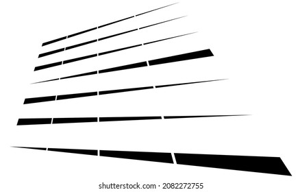 Dashed dynamic lines, stripes. 3D Lines in perspective vanishing with gaps