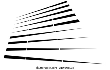 Dashed dynamic lines, stripes. 3D Lines in perspective vanishing with gaps