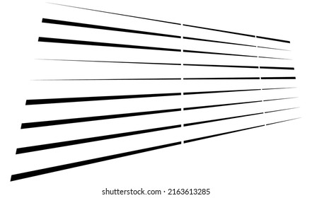Dashed dynamic lines, stripes. 3D Lines in perspective vanishing with gaps