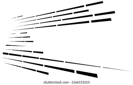 Dashed dynamic lines, stripes. 3D Lines in perspective vanishing with gaps