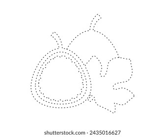 dashed fig outline for coloring book template, fig for kids illustration worksheet printable