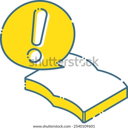 Dashed frame of exclamation mark and simple notes, books