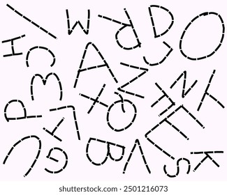 Letra manuscrita discontinua en minúscula. Niños aprendiendo a escribir. 