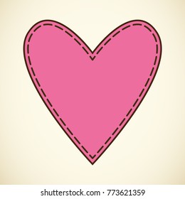 Dashed heart frame in pink and beige. Valentine's day background. Romantic vector illustration.