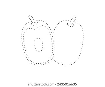 dashed jujube outline for coloring book template, jujube for kids illustration worksheet printable