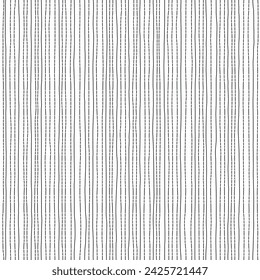 Dashed line abstract seamless pattern. Repeated wavy stripes texture. Monochrome irregular background. Hand drawn vector illustration
