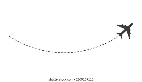 Dashed line airplane route, vector illustration 
