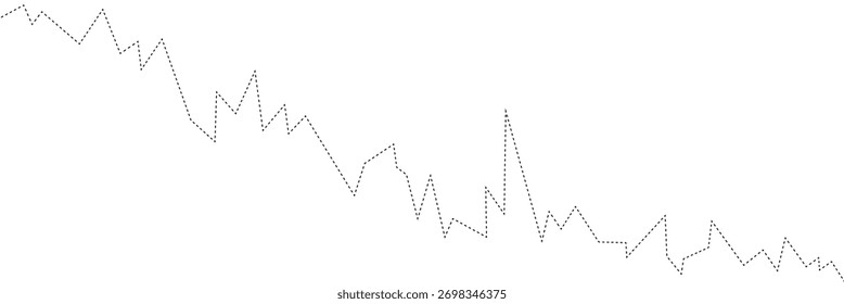 Linha tracejada com movimentos alternados para cima e para baixo formando um elemento de forma variável. Ilustração vetorial EPS 10 .