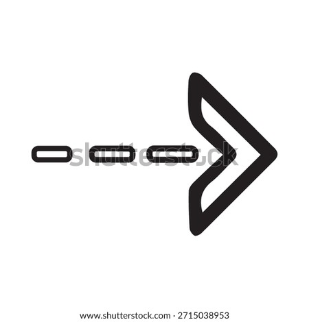 Dashed Line Arrow to the Right. Outline Navigation and Direction Icon.