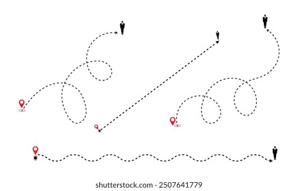 Dashed line arrow route path vector.