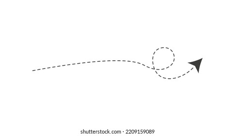 Dashed line arrow, vector illustration 