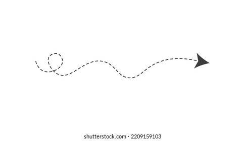 Dashed line arrow, vector illustration 